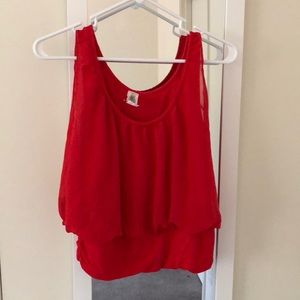 Red sheer overlay tank